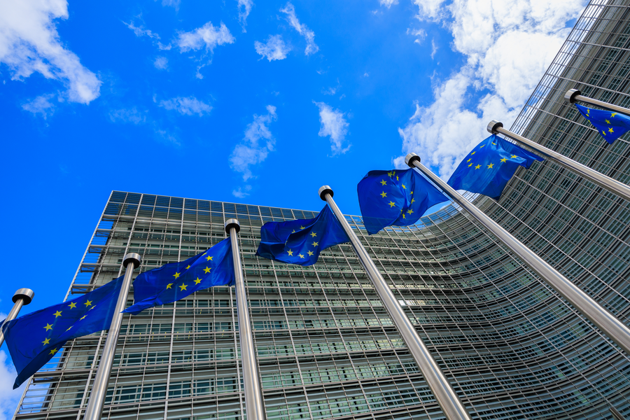EU Flags outside the EU building