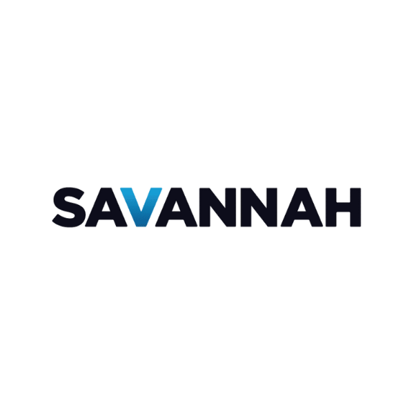 Text logo that reads "SAVANNAH" in blue and black.