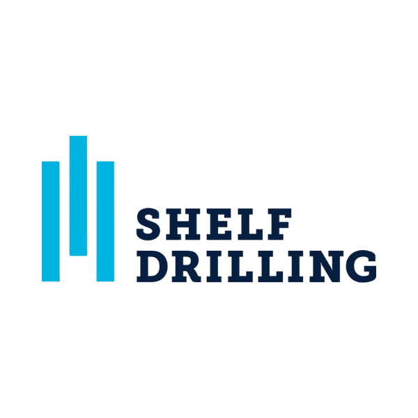 Logo of Shelf Drilling with blue elements.