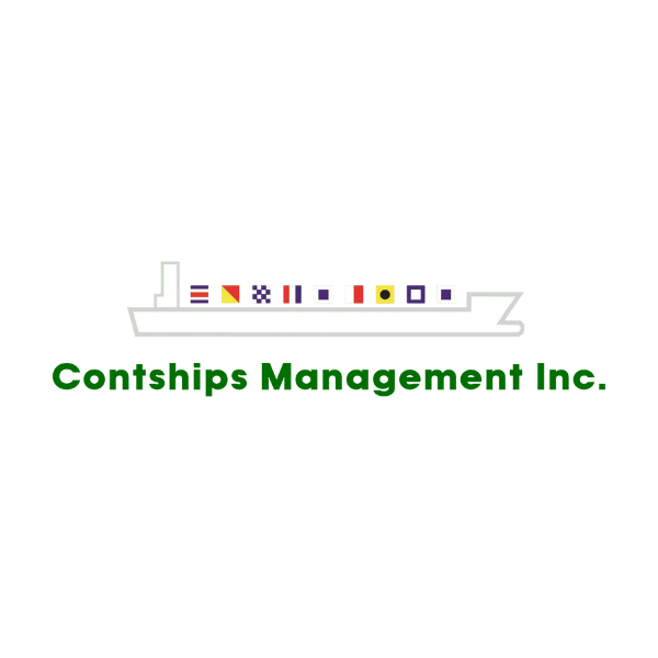 Stylised cargo ship with flags and "Global Shipping Management Ltd." text.