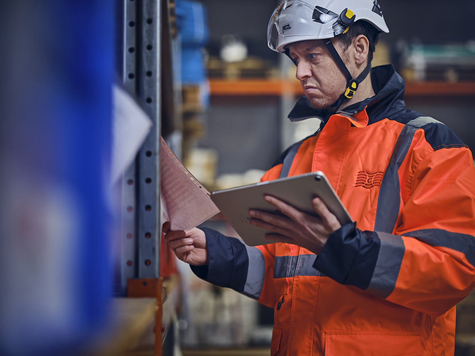 quayside management employees checking stock