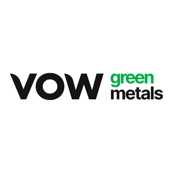 Logo with "VOW" in black, and "green metals" in green and black on a white background.