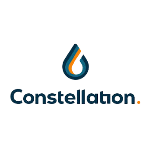 Logo of Constellation with abstract design.