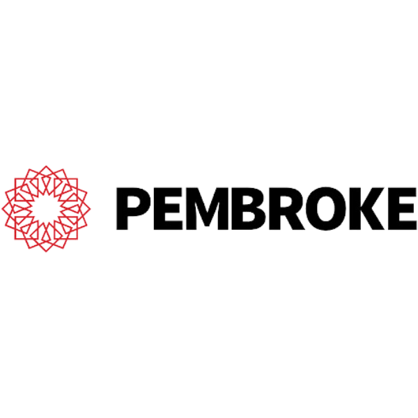 Logo with red floral design next to "PEMBROKE" in black text.