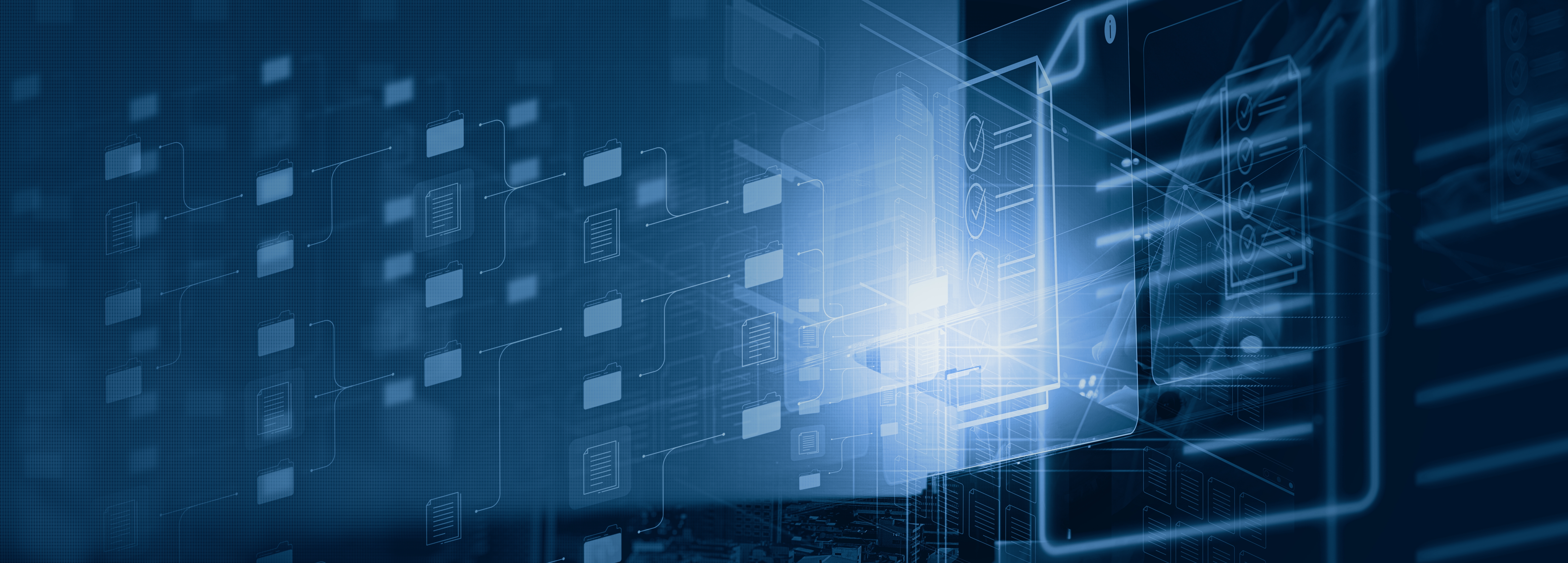 Abstract digital technology background in blue tones.