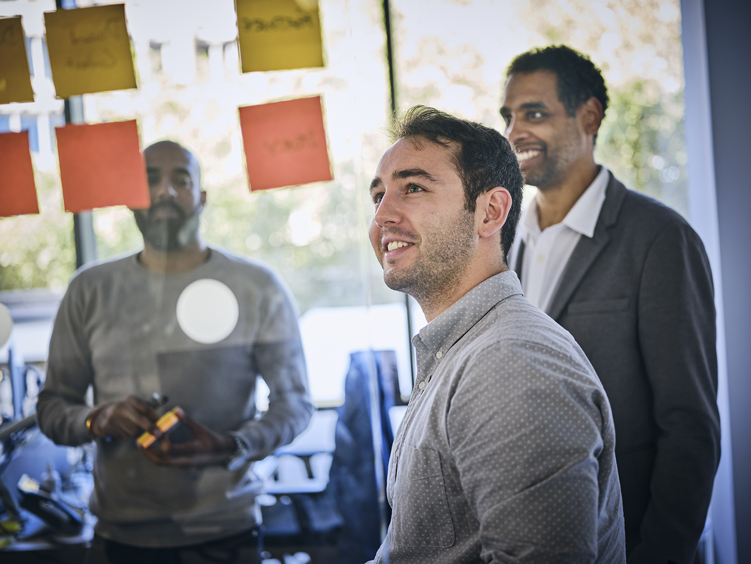 colleagues discussing in a meeting room